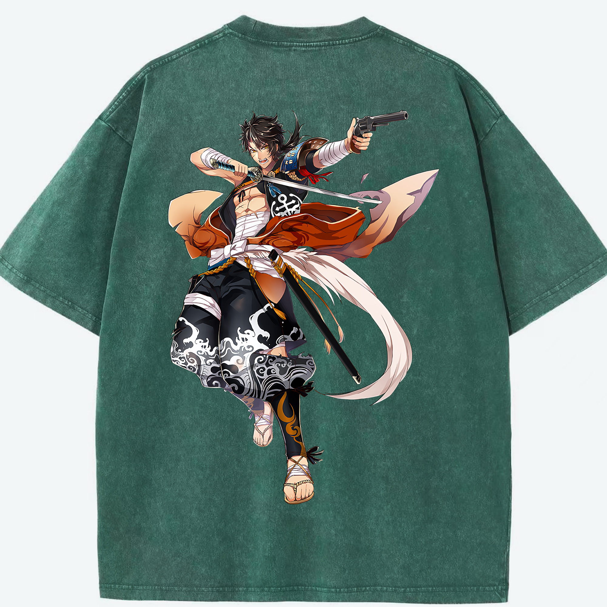 （画像用） 刀剣乱舞 Touken Ranbu 綿100% ヴィンテージ風 半袖Tシャツ（背面プリント）